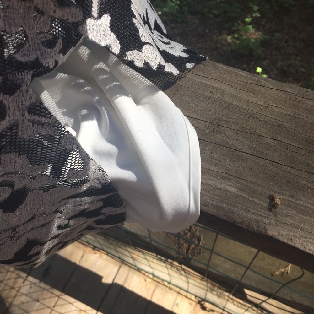 Bebe strapless  bustier embroidered on mesh mini prom dress - Picture 8 of 12